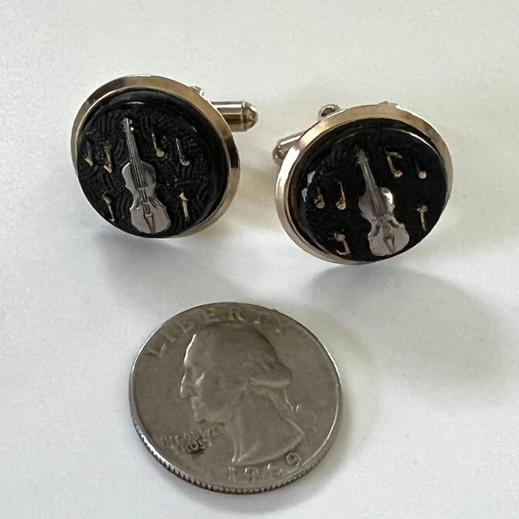 Guitar Music Note Cuff Links - Picture 2 of 4